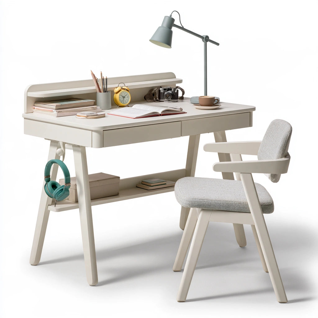 Ensemble bureau et chaise aux lignes épurées, coloris gris