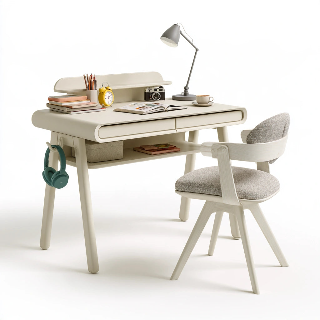 Ensemble bureau et chaise aux lignes épurées, coloris gris