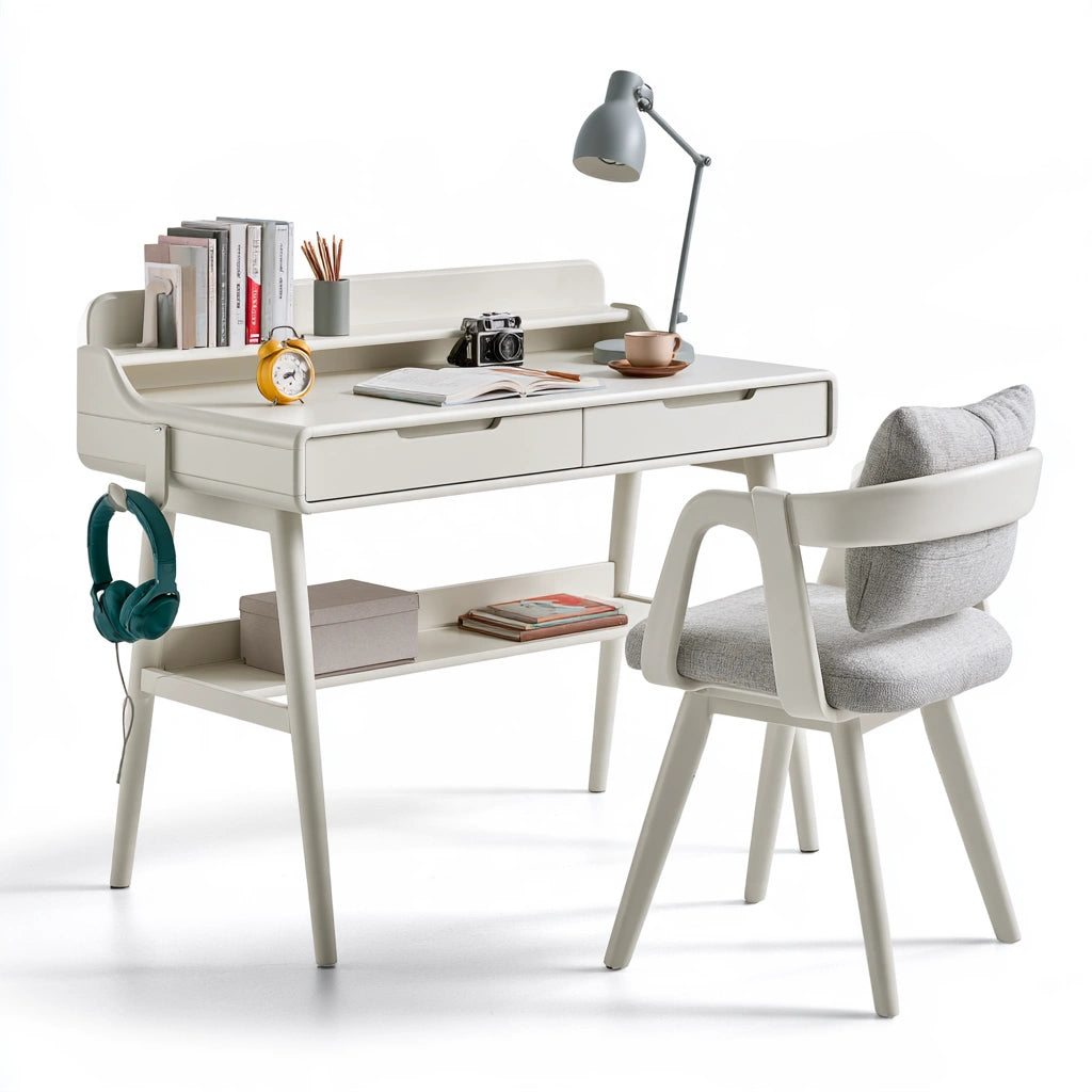 Ensemble bureau et chaise aux lignes épurées, coloris gris