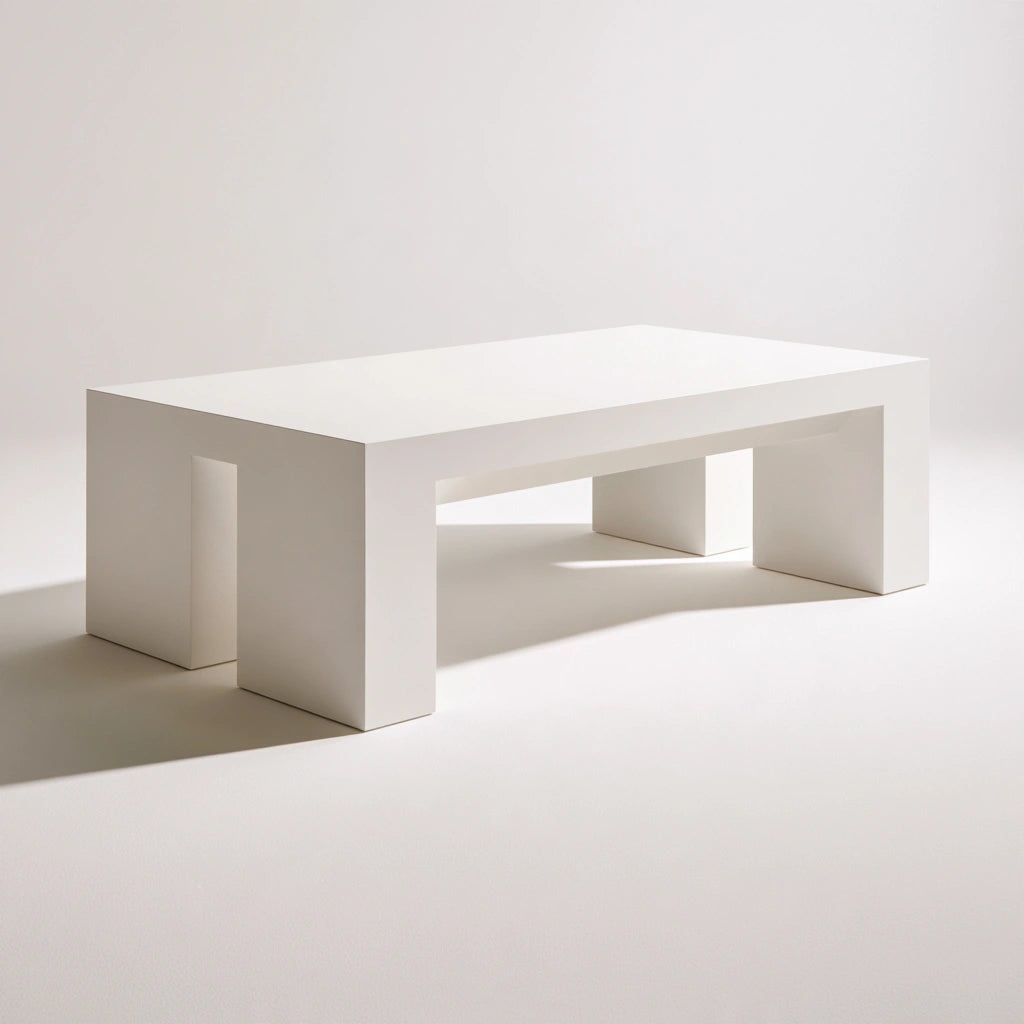Table basse aux lignes épurées, coloris blanc
