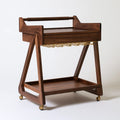 Desserte mobile en bois en bois finition noyer sur roulettes, coloris brun noyer