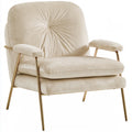 Fauteuil d'appoint en velours, coloris beige