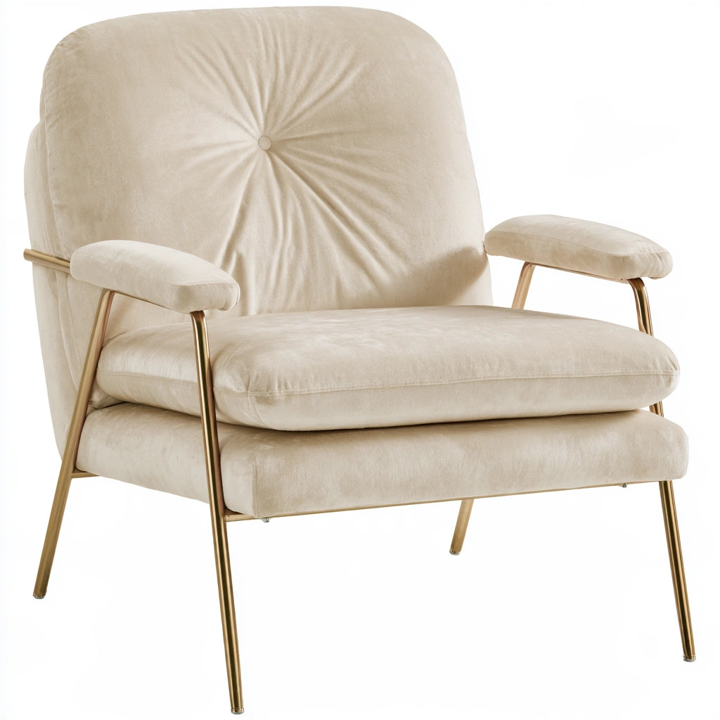 Fauteuil d'appoint en velours, coloris beige