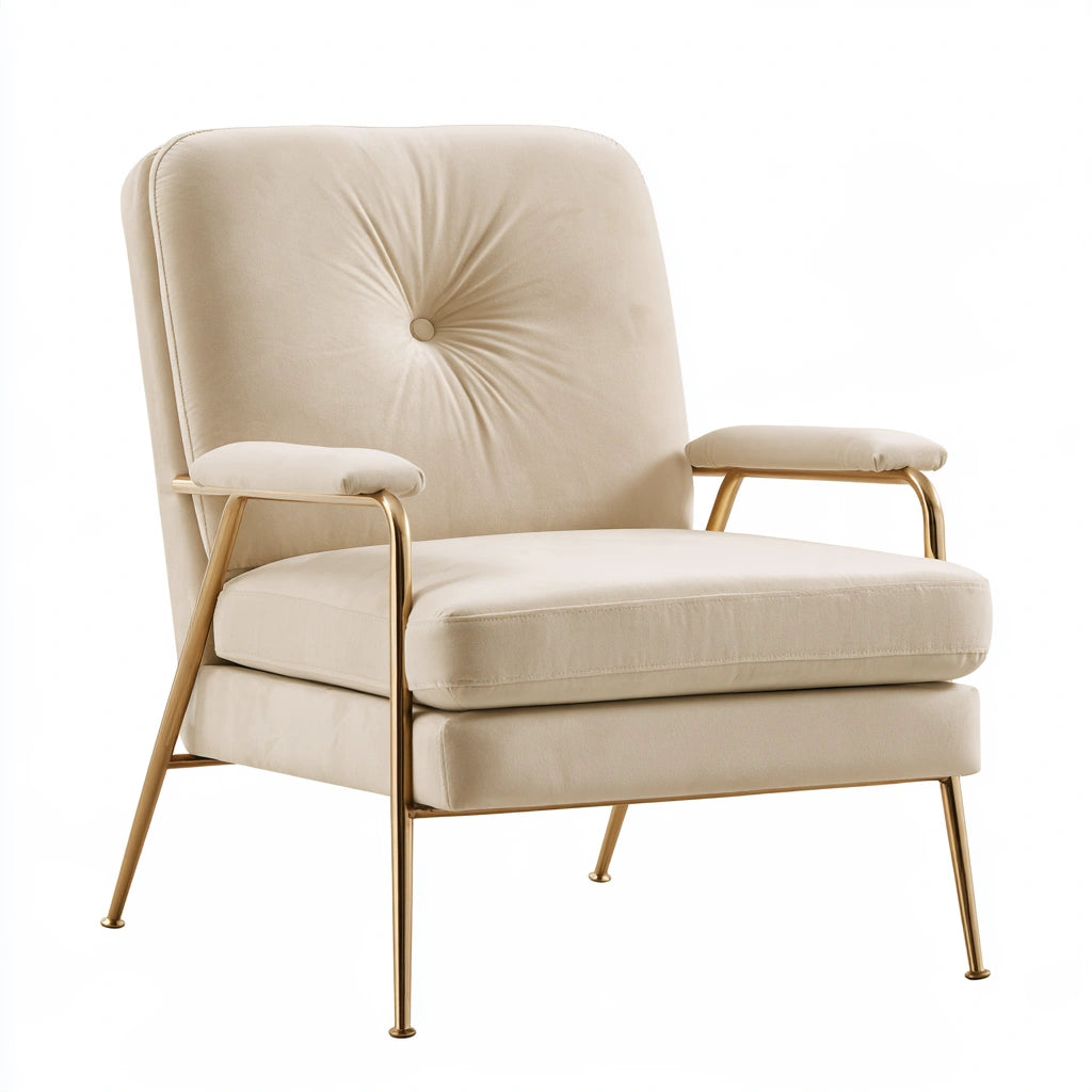 Fauteuil d'appoint en velours, coloris beige